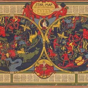 Mapa estelar vintage de 1930 por Elizabeth Shurtleff - Impressão artística premium
