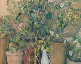 Cézanne Terracotta Pots and Flowers Print: Fine Art Still Life