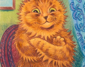 Portrait of an Orange Cat by Louis Wain - Premium Fine Art Print