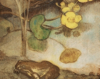 Vintage Frog Pond Art Print: Fine Art Paper