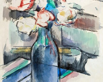 Paul Cézanne Roses in a Bottle: Fine Art Print