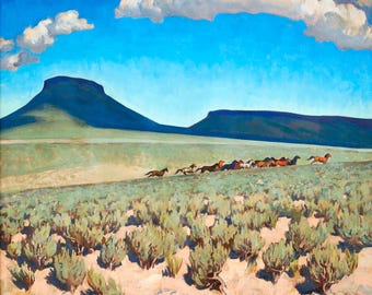 Maynard Dixon ‘Wildhorse Country' Fine Art Print: Western Landscape