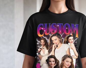 Camiseta retro personalizada de los 90: camiseta de rap con foto personalizada