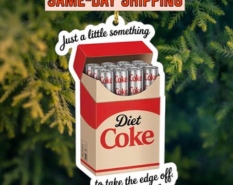 Funny Soda Parody Christmas Ornament –Take the Edge Off Acrylic Ornament ,Retro Drink Box Holiday Decor – Secret Santa & White Elephant Gift