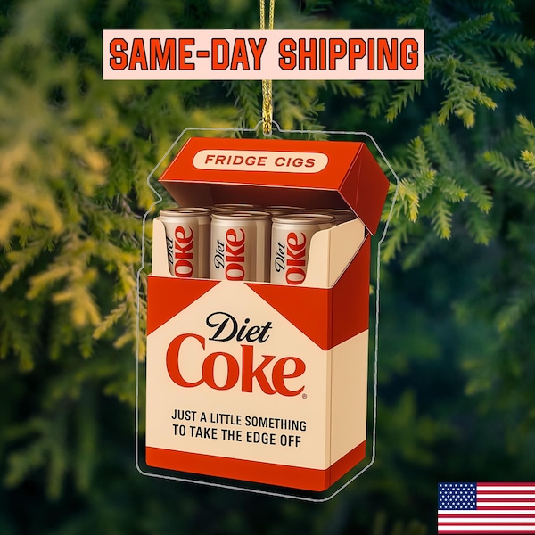 Funny Diet Coke Fridge Cigs Acrylic Hanging Decor, Ironic Soda Meme Ornament, Retro Humor Keepsake