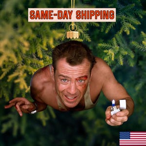 Die Hard Christmas Ornament – 80s Movie Parody, Action Hero Acrylic Decor