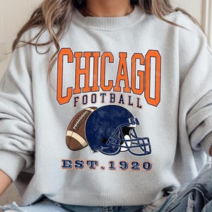 Vintage Chicago Football Sweatshirt T-Shirt and Hoodie, Retro Chicago Fan Apparel, Trendy Game Day Crewneck, Chicago Hoodie Gift
