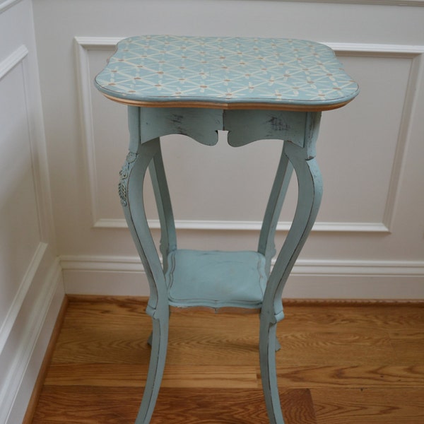 Hand Painted Duck Egg Blue Antique Vintage Side table