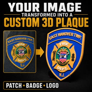 Custom 3D Printed Badge Patch Logo Plaque | Personalized First Responder Retirement Gift