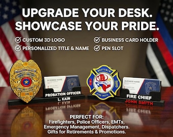 Custom Desk Display: Pen & Business Card Holder with Your Logo and Personalized