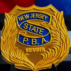 NJSPBA 3D Plaque | New Jersey State PBA Plaque with Stand | Standard or Member options
