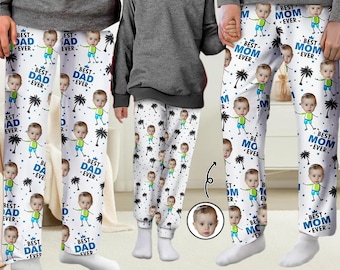 Custom Photo Best Dad or Mom Ever Pajama Pants – Personalized Family Sleepwear Gift for Parents Christmas, Birthday Father’s or Mother’s Day