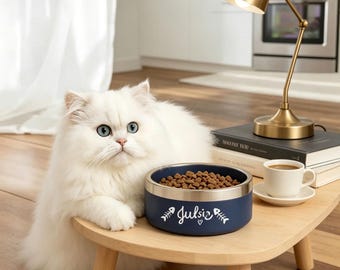 Engraved Pet Bowl Custom Stainless Steel - Personalized Dog Cat Feeder, Ideal Christmas & Housewarming Gift for Pet Owners