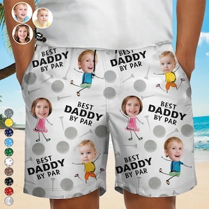 Beste papa op maat aangepaste foto strandshort grappig gepersonaliseerde golfshort voor vader echtgenoot opa cadeau voor hem golfliefhebber Unisex