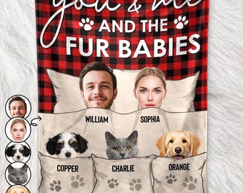 Custom Pet Owner Photo Blanket Gift - Personalized Fleece or Sherpa with Family Pets for Dog Cat Moms Dads Christmas Birthday