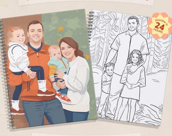 Libro da colorare personalizzato a partire da foto – 12, 24, 36 o 48 pagine da colorare personalizzate + copertina colorata, regalo per la festa della mamma, regalo personalizzato per la famiglia