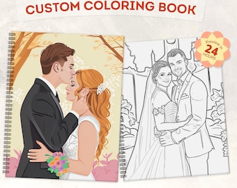Personalisiertes Hochzeitsbuch: Line Art Geschenk für Paare