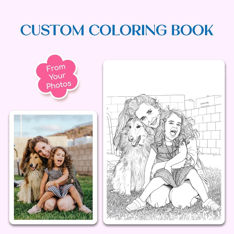 Personalisiertes Malbuch aus Fotos – 12, 24, 36, oder 48 individuelle Ausmalseiten + farbiger Umschlag, Geschenk zum Muttertag, personalisiertes Geschenk für die Familie Bild 12