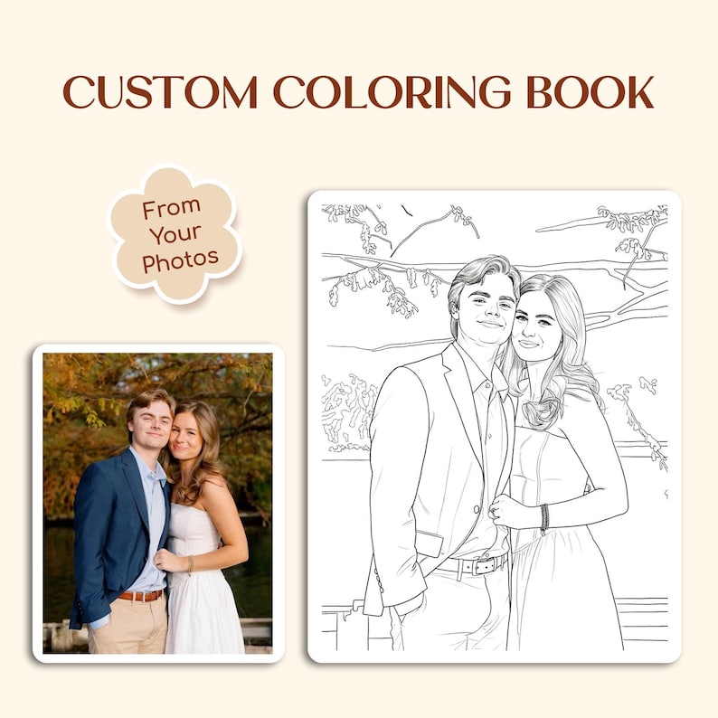 Personalisiertes Malbuch aus Fotos – 12, 24, 36, oder 48 individuelle Ausmalseiten + farbiger Umschlag, Geschenk zum Muttertag, personalisiertes Geschenk für die Familie Bild 11