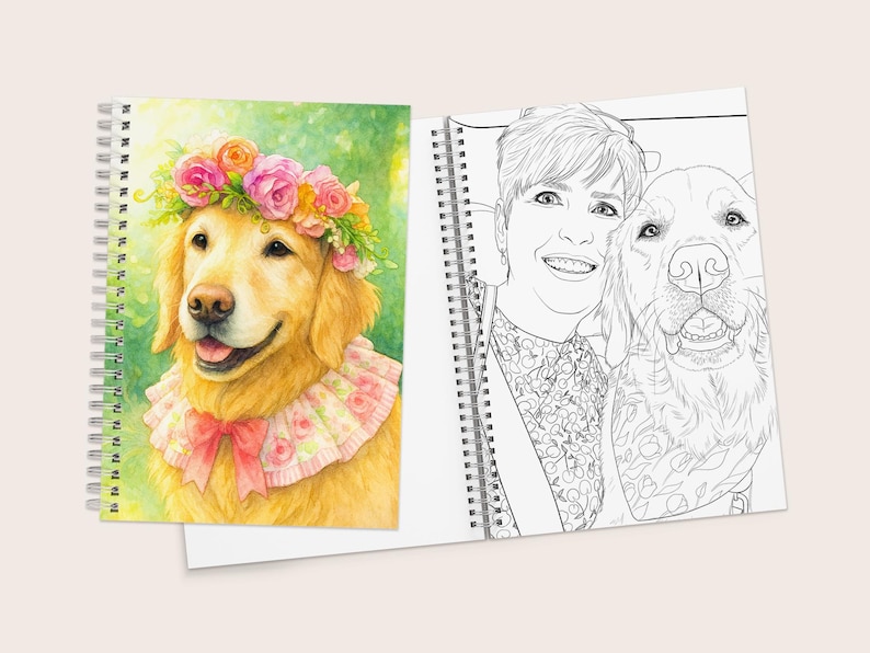 Personalisiertes Malbuch aus Fotos – 12, 24, 36, oder 48 individuelle Ausmalseiten + farbiger Umschlag, Geschenk zum Muttertag, personalisiertes Geschenk für die Familie Spiral Bound
