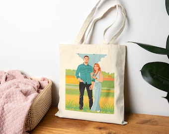 Personalisierte Familienfoto Einkaufstasche: Einkaufstasche aus 100% Baumwolle, Geschenk für Freundin Freund