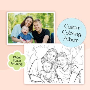 Personalisiertes Malbuch aus Fotos – 12, 24, 36, oder 48 individuelle Ausmalseiten + farbiger Umschlag, Geschenk zum Muttertag, personalisiertes Geschenk für die Familie Bild 13