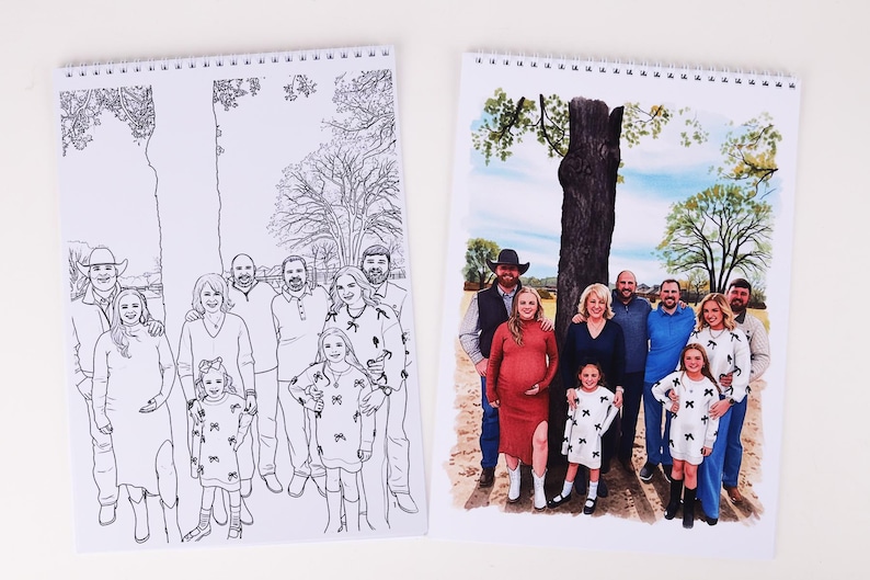 Personalisiertes Malbuch aus Fotos – 12, 24, 36, oder 48 individuelle Ausmalseiten + farbiger Umschlag, Geschenk zum Muttertag, personalisiertes Geschenk für die Familie Top-Bound Spiral