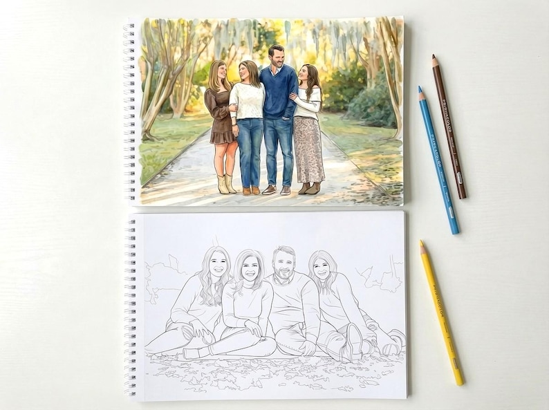Personalisiertes Malbuch aus Fotos – 12, 24, 36, oder 48 individuelle Ausmalseiten + farbiger Umschlag, Geschenk zum Muttertag, personalisiertes Geschenk für die Familie Bild 7