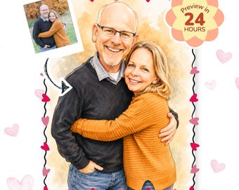 Custom Caricature Portrait from Photo, Personalized Cartoon Drawing, Funny Gift for Couple, Family, Friends (Digital Download)