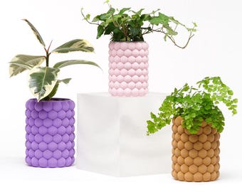 Vaso da fiori con texture a bolle - Vaso da fiori moderno per interni, boho, succulento, colorato, decorazione per la casa, vaso per fiori unico, regalo ecologico, stampato in 3D
