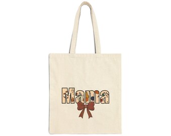 Mama Fall Leaves Tote Bag | Cotton Canvas Tote