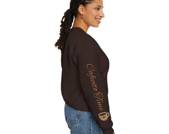 Coffee Latte Sleeve Script Crewneck Sweatshirt | Minimalist Design