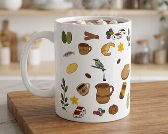 El Salvador Coffee Pattern Mug | Ceramic Mug, Pan Dulce & Torogoz Icons