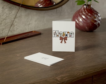 Mama Floral Lettering Card with Bow Greeting Card