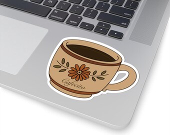 Cafecito Floral Mug Sticker | Kiss-Cut Coffee Sticker Fall Autumn