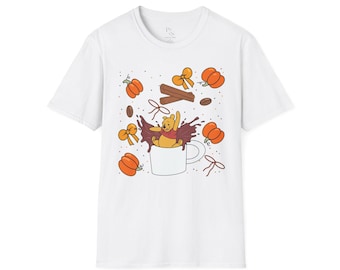Fall Winnie the Pooh Coffee T-Shirt |  Autumn Lover Tee, Classic Cartoon Character Shirt, Cute Pooh Quote Top, Gift for Disney Fan, Comfy