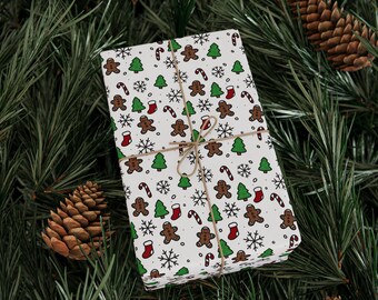 Christmas Cookies and Candy Canes Wrapping Paper | Holiday Pattern Gift Wrap