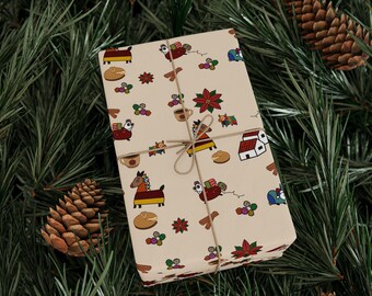 El Salvador Folk Art Christmas Winter Holiday Birthday Pattern Wrapping Papers