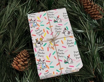 Puro Pinche Party Wrapping Paper, Funny Birthday Gift Wrap, Colorful Mexican Latino Party Gift Wrap