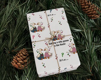 Silly Goose Gender Reveal Wrapping Paper, Cute Goose Baby Shower Gift Wrap, What Will Baby Be Wrapping Paper, Gender Reveal Party Decor