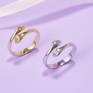 To My Daughter Hug Ring,Adjustable Minimalist Hugging Ring,Daughter Gift from Mom, Rings Jewelry Christmas Gift For Her,Friendship Hug Ring