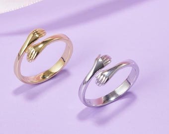 To My Daughter Hug Ring,Adjustable Minimalist Hugging Ring,Daughter Gift from Mom, Rings Jewelry Christmas Gift For Her,Friendship Hug Ring