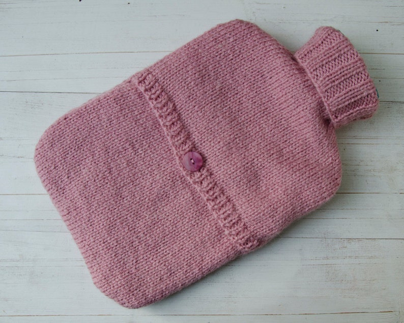 Knitted Hot water Bottle Cover in Hearts Pink Aran Cable Etsy