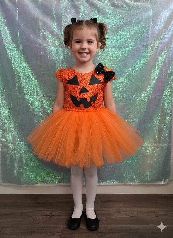 pumpkin dress Kids Halloween Costume Set for Girls Jersey Pumpkin Dress Women's Costume