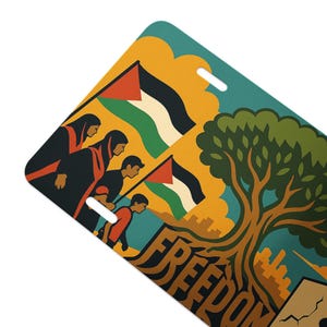 Pro-Palestine Vanity Plate  | FREEDOM Olive Tree Art  | Political Car Tag | Resistance & Peace Design | Solidarity Gift