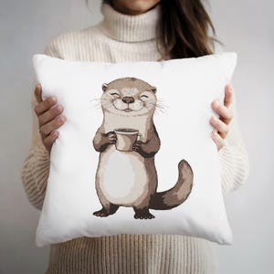 Otter Pillow, Otter Pillowcase, Otter Lovers Gift, Sea Otter Throw Pillow, Cute Sea Otter Gifts, Otter Pillow Case and Insert for Men Women