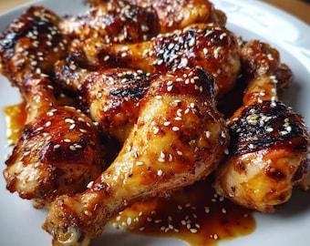 Sticky Honey Chicken Drumsticks Recipe | Printable Recipe Card (Digital Download)