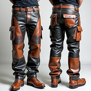 Vintage Distressed Leather Motorcycle Chaps — Men’s Biker Gear with Quilted Lining & Pockets