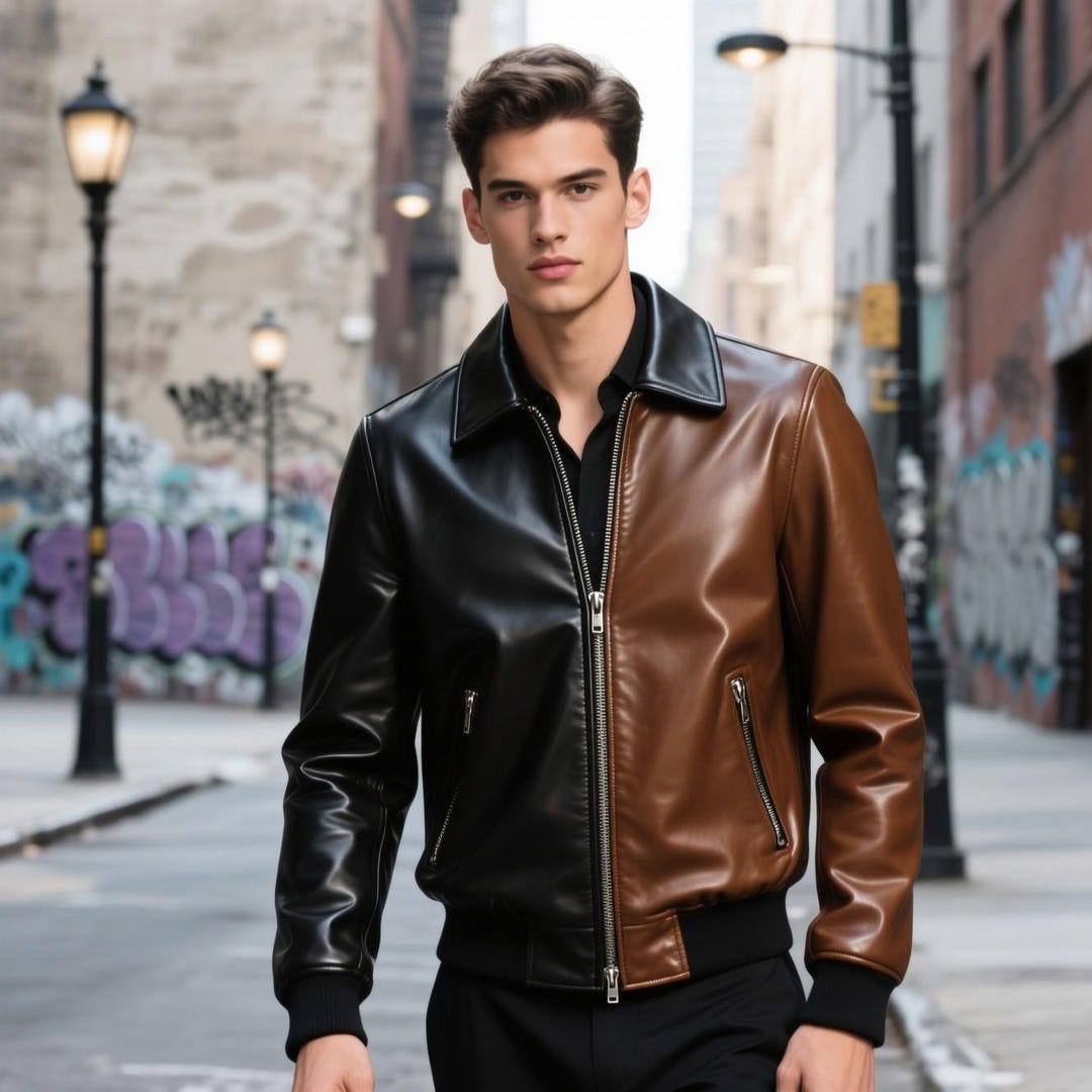 dual-tone-leather-biker-jacket-handmade-custom-fit-cowhide-etsy