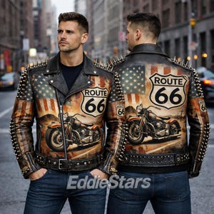 80's Route 66 スタッズレザージャケット　ライダースジャケット Leather Jacket Route 66 - Etsy